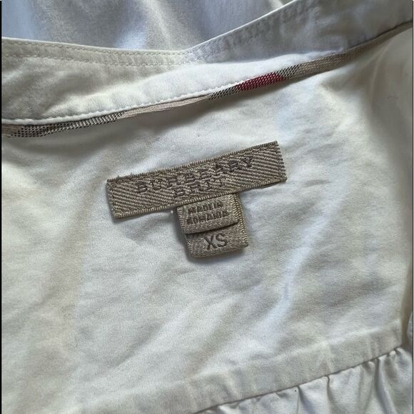 Burberry Brit Smocked 1/2 Button Down Pleated Peasant Blouse - Picture 6 of 7